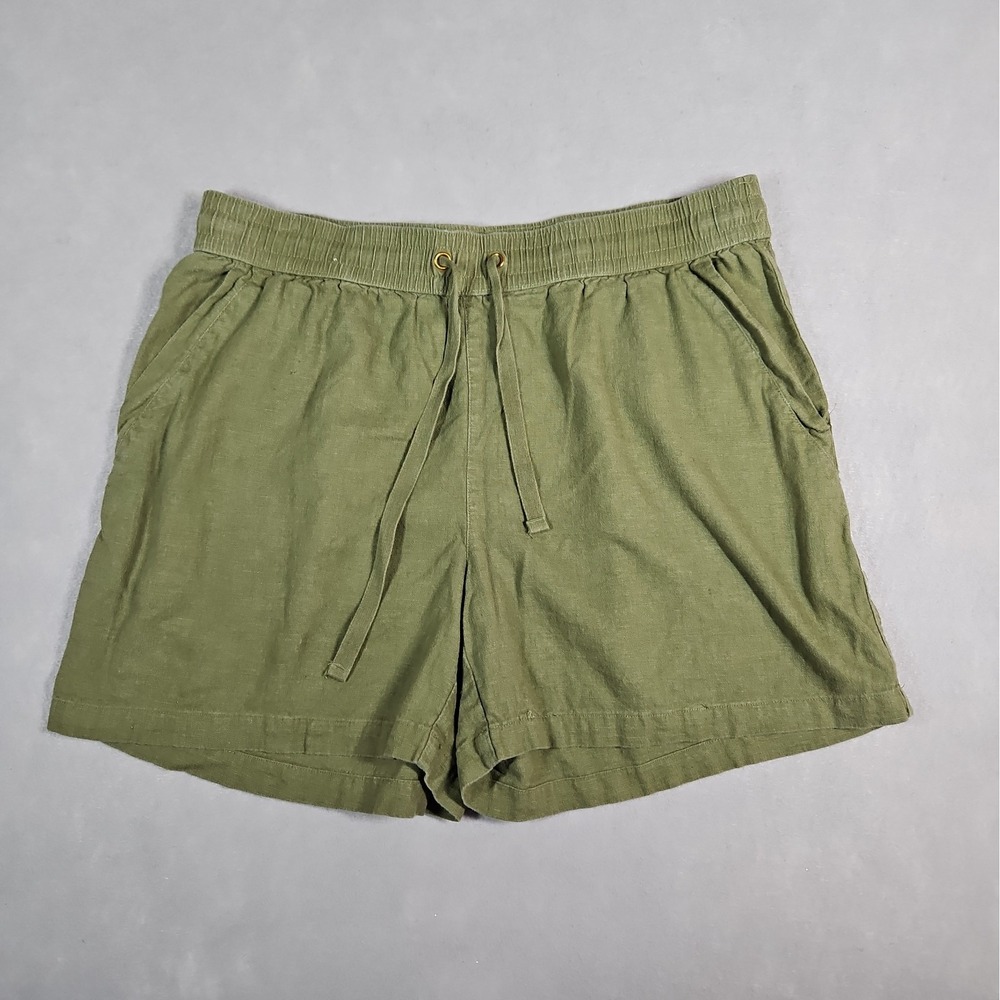Nautica Womens Green Pull On Linen Blend Shorts Size Medium
